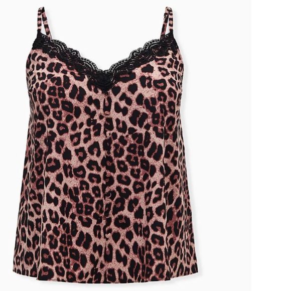 Torrid Size 1X 14-16 Leopard & Black Lace Button Cami - Picture 6 of 6